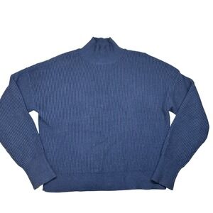 INDUSTRY Ribbed Mock Neck Pullover Sweater Blue Women Sz Medium Layering Winter